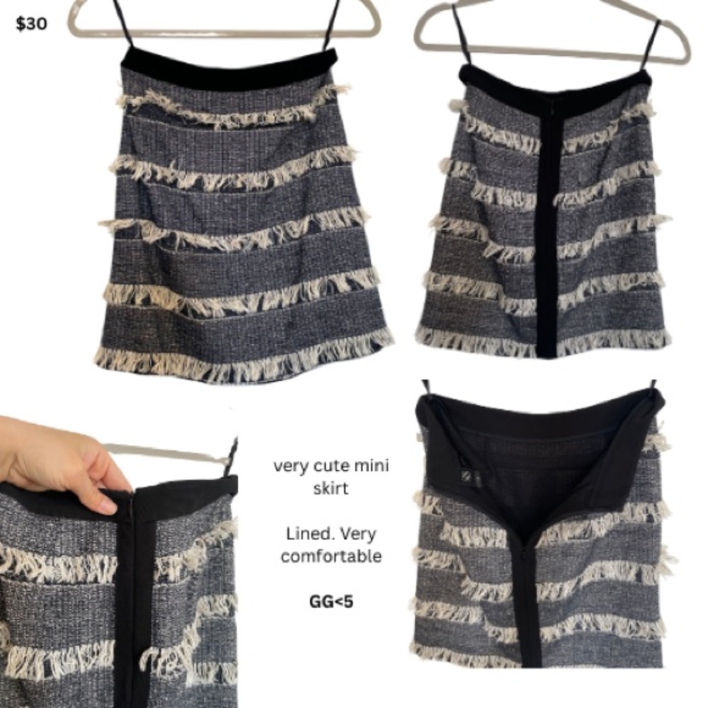 Stylish Black and White Fringe Mini Skirt